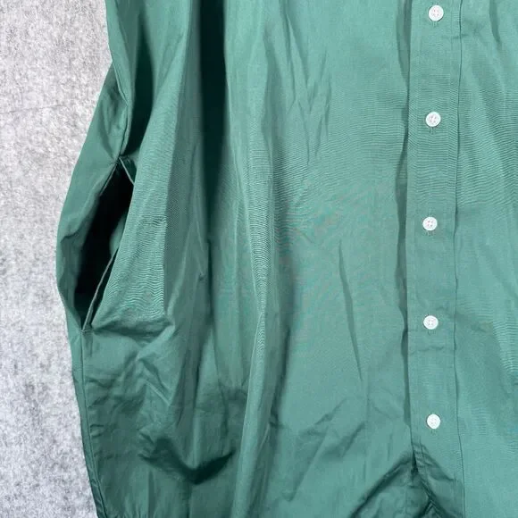 Frank & Eileen TORI Italian Tuxedo Shirtdress Green Cotton S Pockets Oversized - Picture 10 of 12